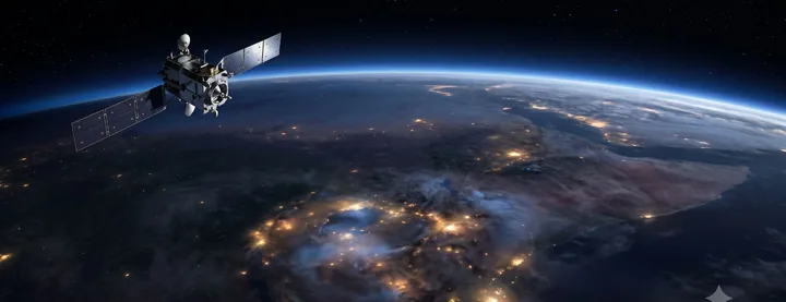 Earth-observation spacecraft over East Africa at night